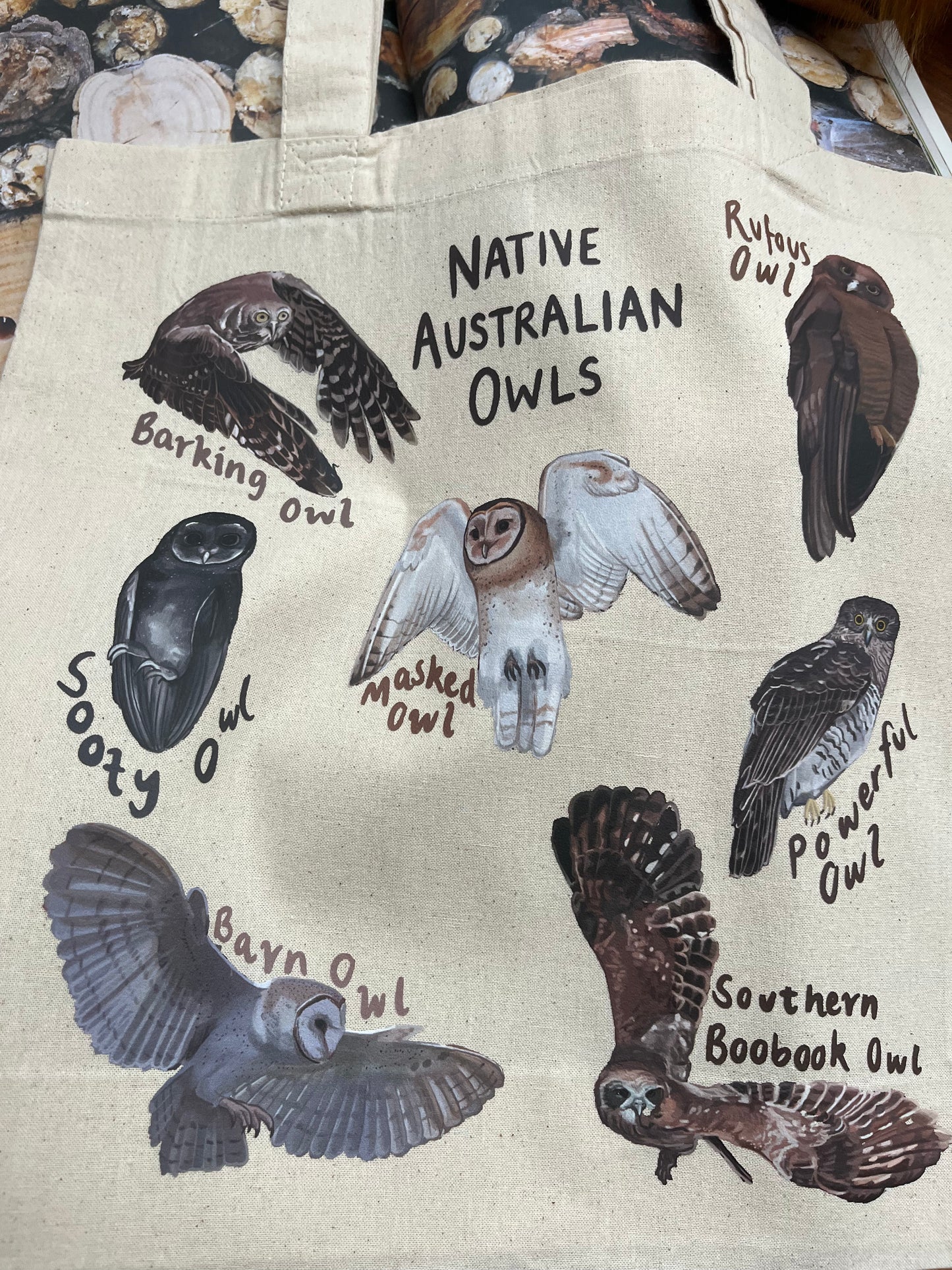 Native Australian Owls Tote Bag