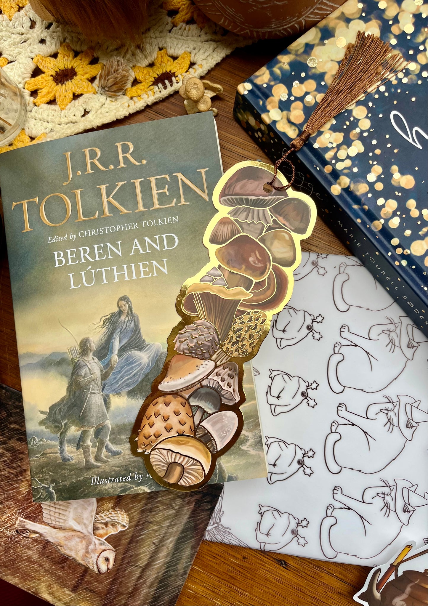 Mushroom Bookmark - Gold Foil