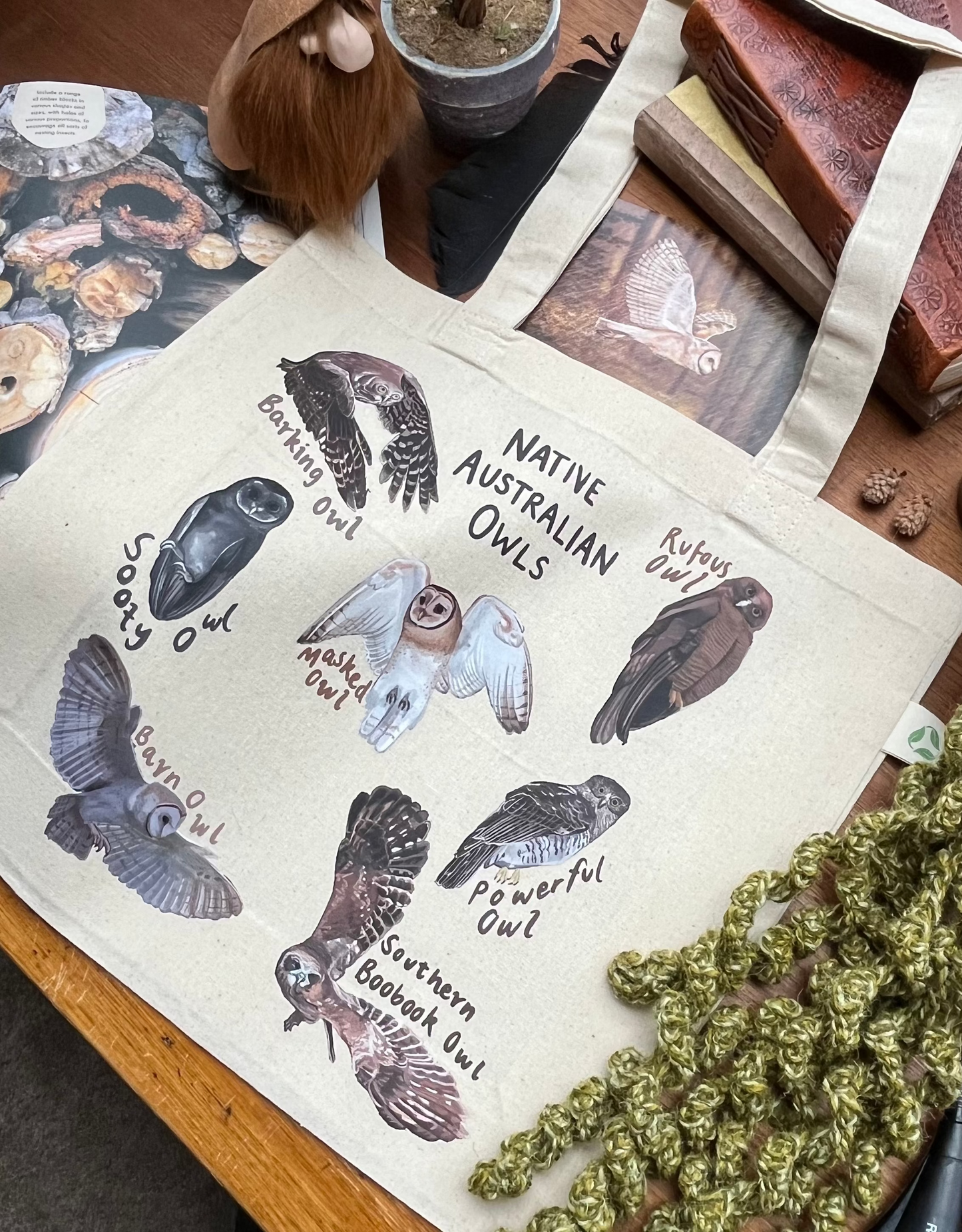 Native Australian Owls Tote Bag