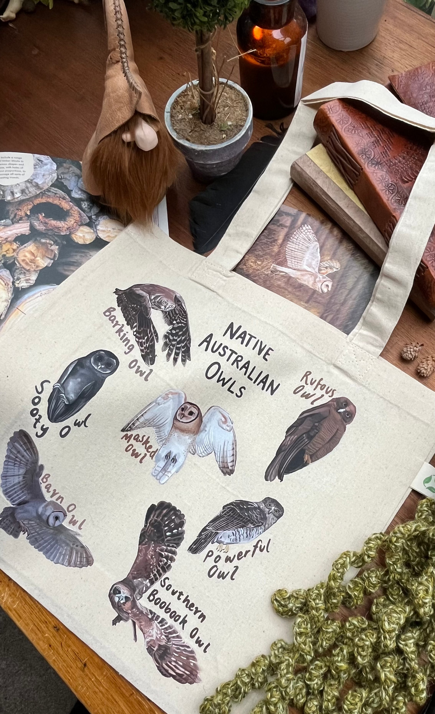 Native Australian Owls Tote Bag