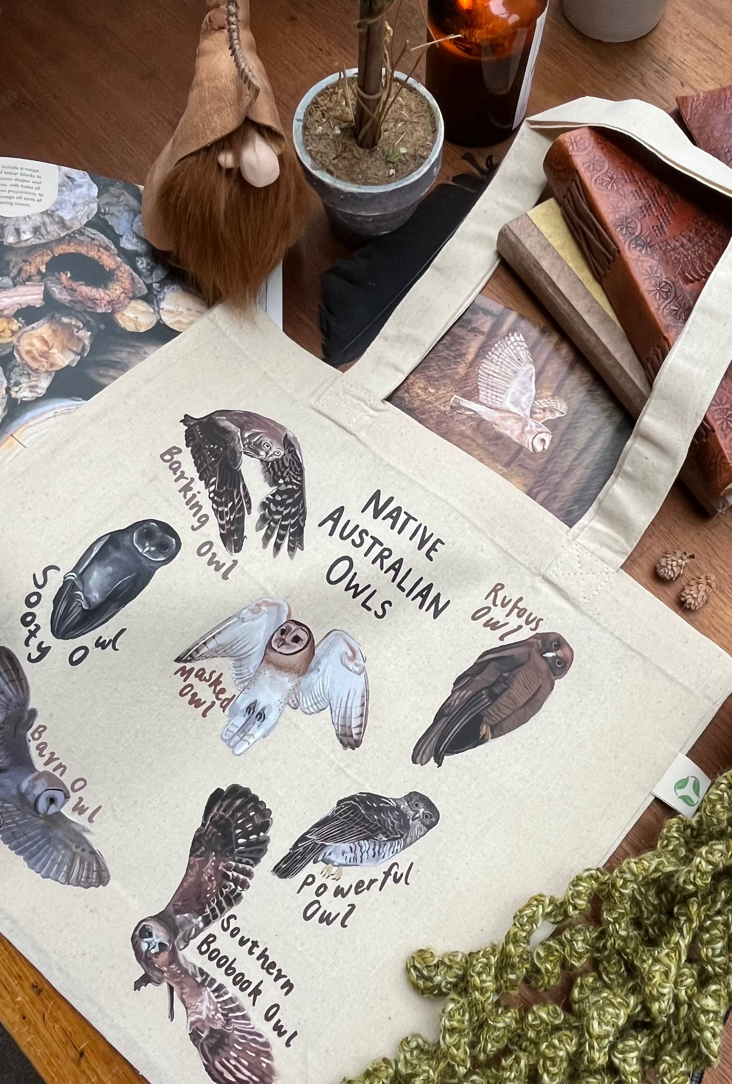 Native Australian Owls Tote Bag