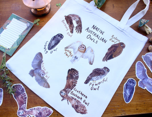Native Australian Owls Tote Bag