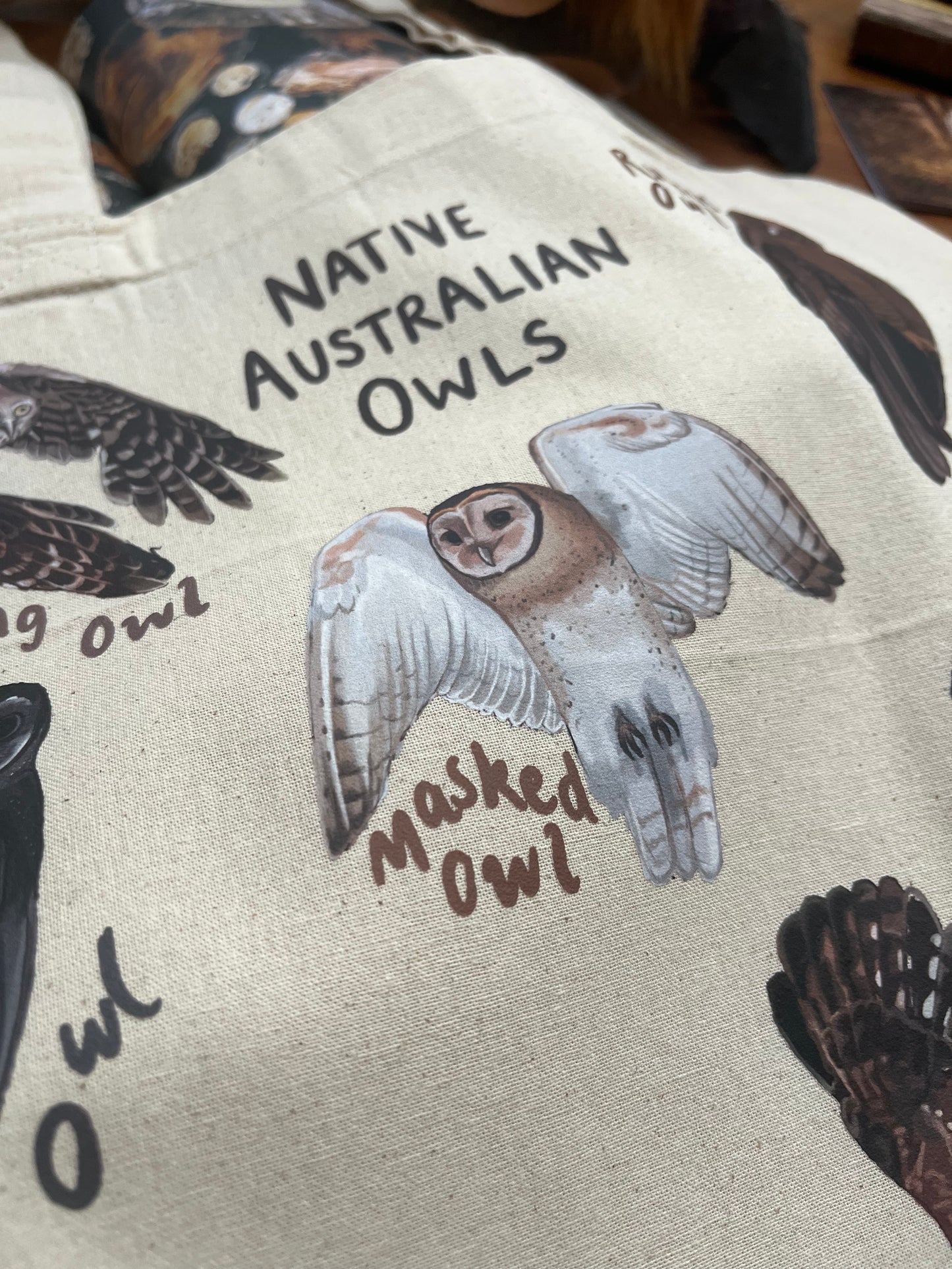 Native Australian Owls Tote Bag