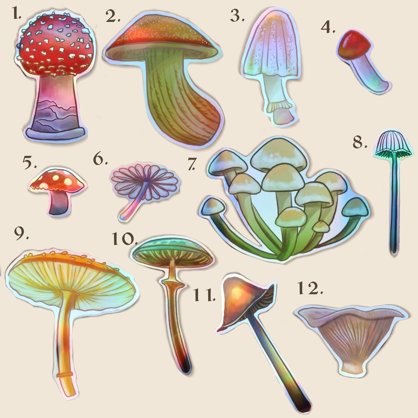 Holographic Shroomy Sitckers