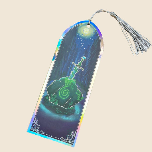 Silver Sword Holographic Bookmark