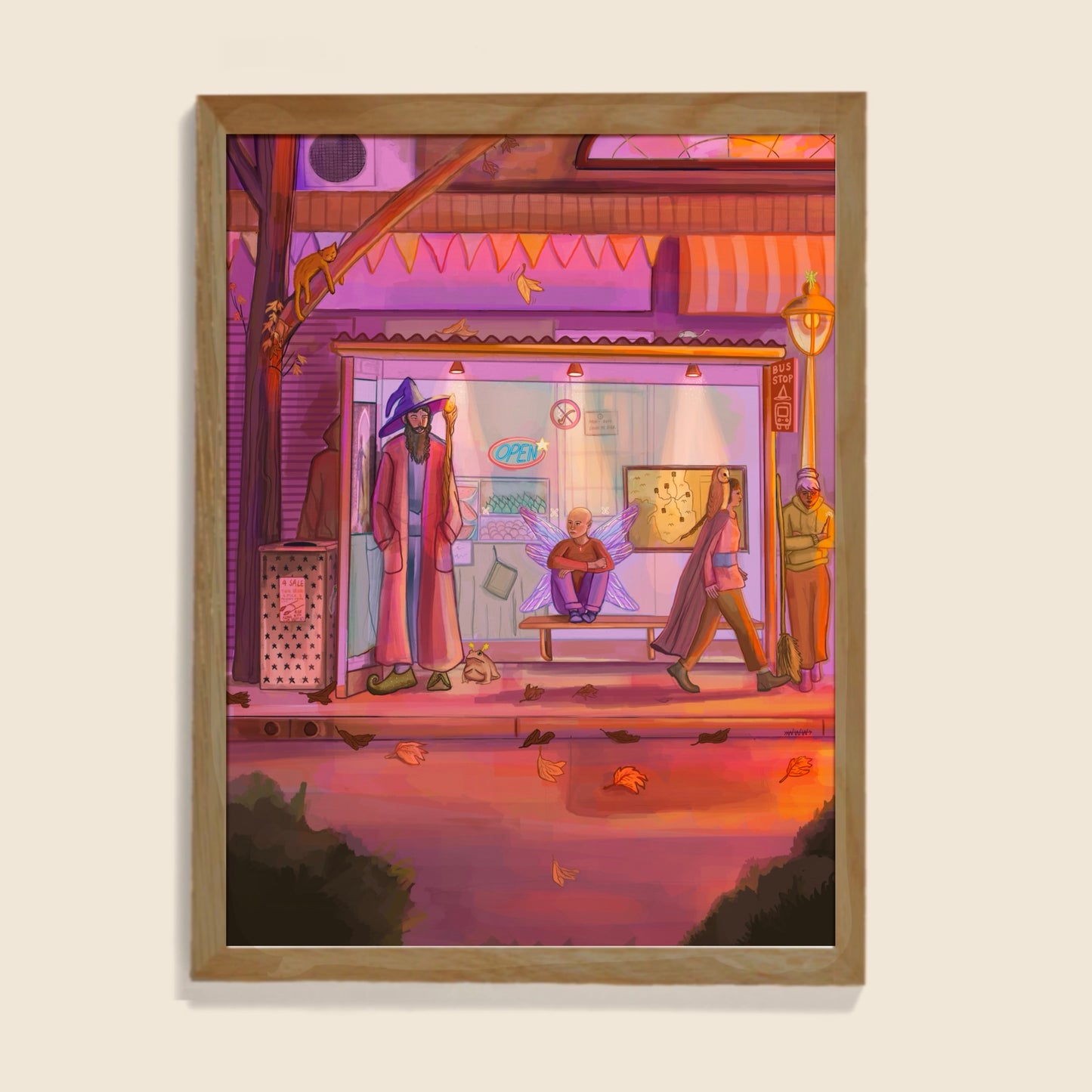 Waiting At A Bus Stop | Art Print