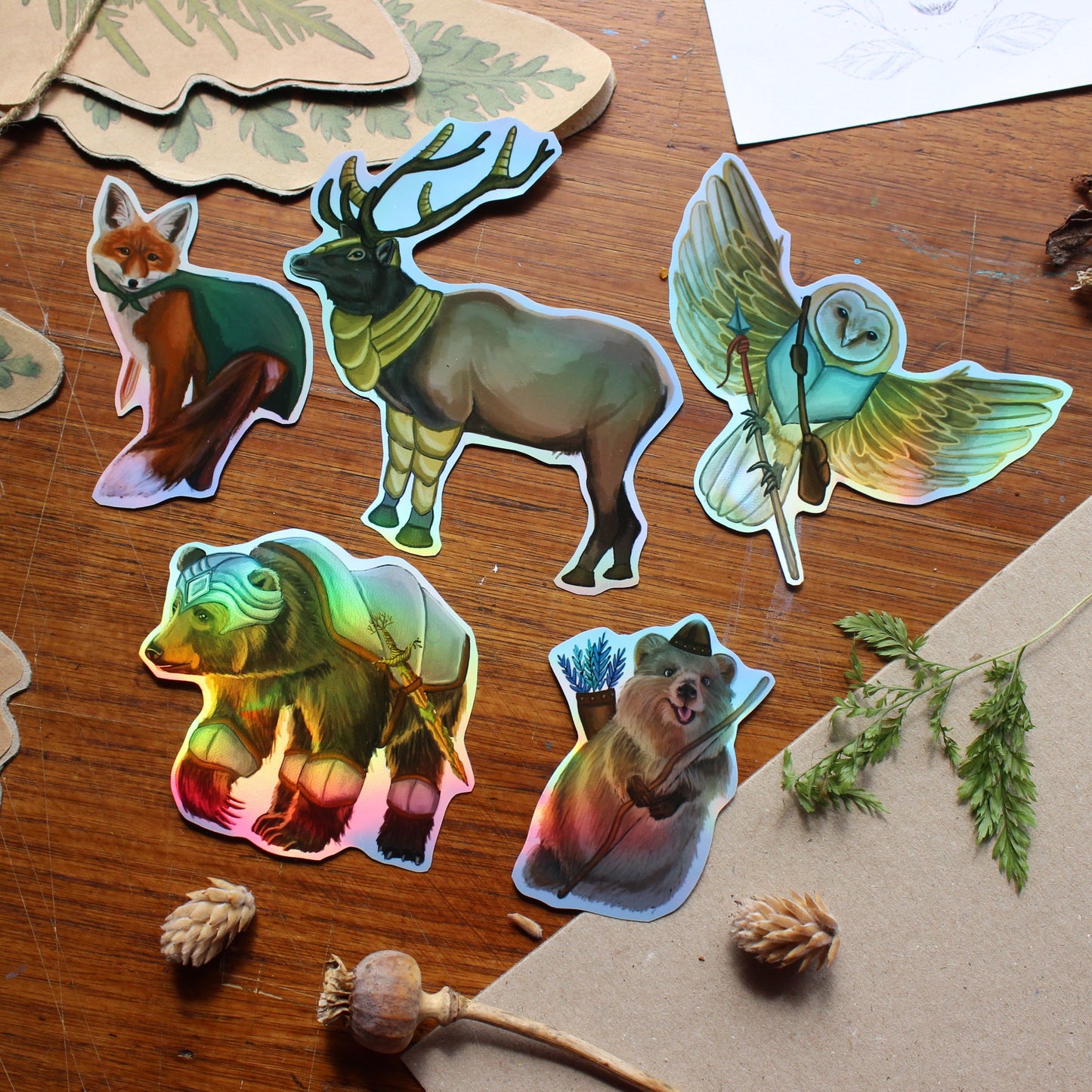 Holographic Animal Warrior Stickers